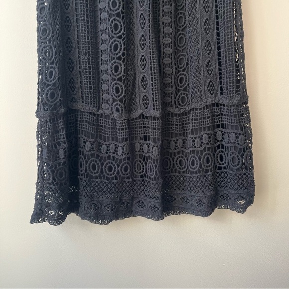 Anthropologie Maeve Women’s XS Elegant Black Crochet Midi Dress Cottagecore - Picture 5 of 10